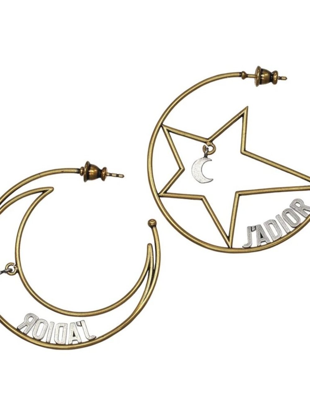 Dior Moon & Star J'ADIOR Hoops Piercing Plated Gold 7.5g Women - Picture 3 of 6